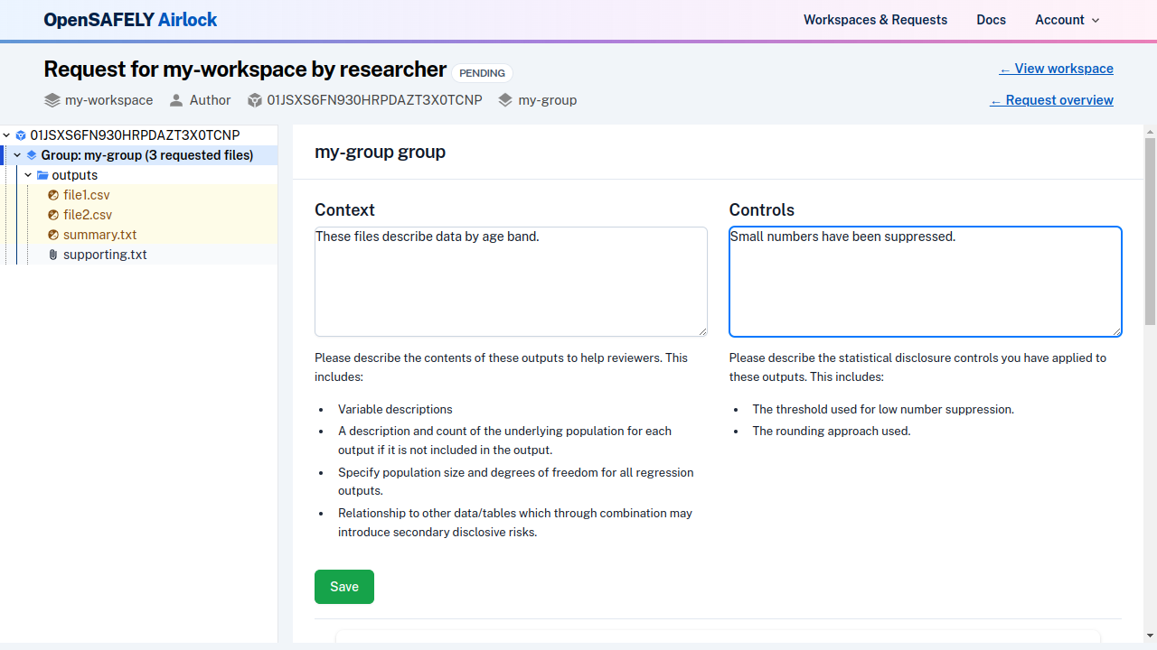 Add context and controls to a file group