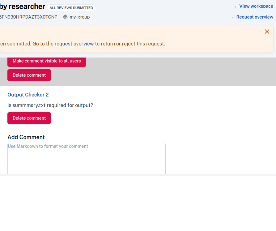 Comments on submitted request